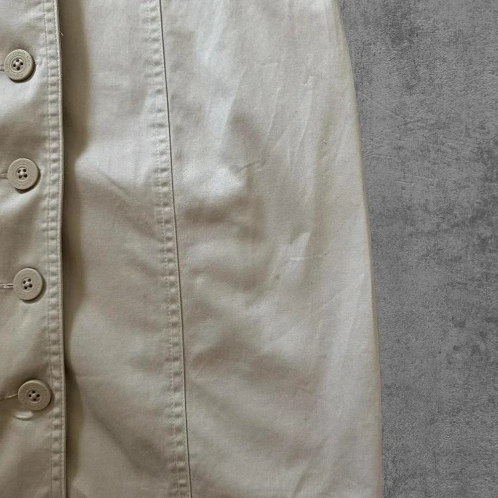 Calvin Klein Tan Khaki Button Front Cap Sleeve Belted Sheath Dress Womens